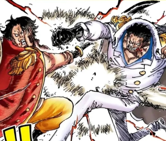 Ilustrasi pertarungan Garp dan Roger. [Instagram]